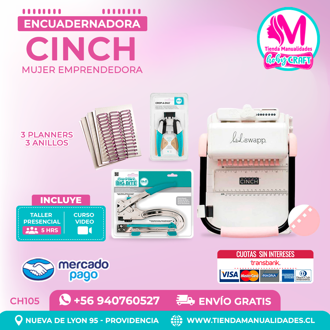CH105 Cinch rosada + Curso Video + Taller presencial - Envío Gratis - Entrega Inmediata