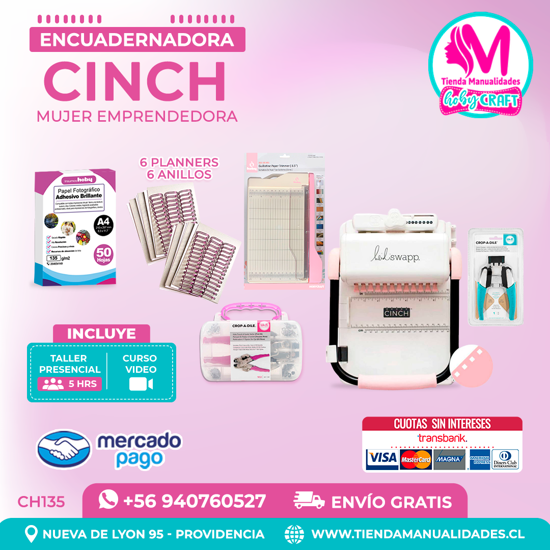 CH135 Cinch rosada + Curso Video + Taller presencial - Envío Gratis - Entrega Inmediata