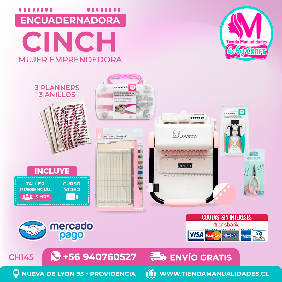 CH145 Cinch rosada + Curso Video + Taller presencial - Envío Gratis - Entrega Inmediata