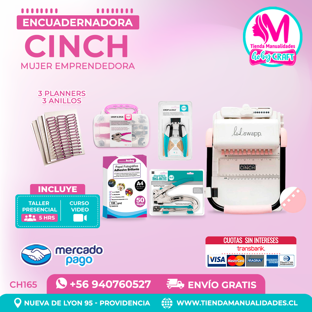 CH165 Cinch rosada + Curso Video + Taller presencial - Envío Gratis - Entrega Inmediata