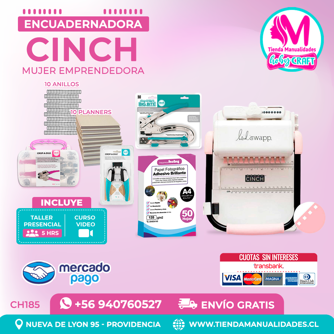 CH185 Cinch rosada + Curso Video + Taller presencial - Envío Gratis - Entrega Inmediata