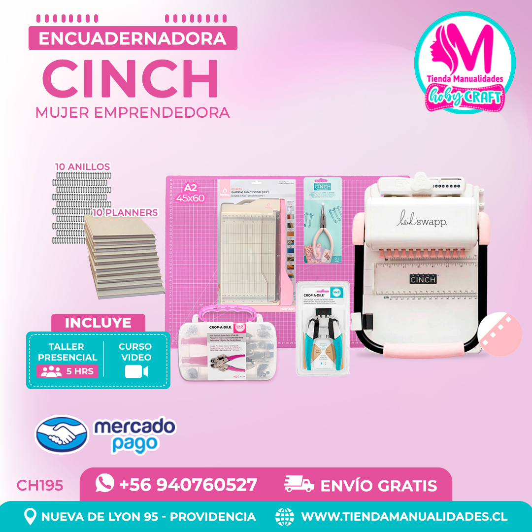 CH195 Cinch rosada + Curso Video + Taller presencial - Envío Gratis - Entrega Inmediata