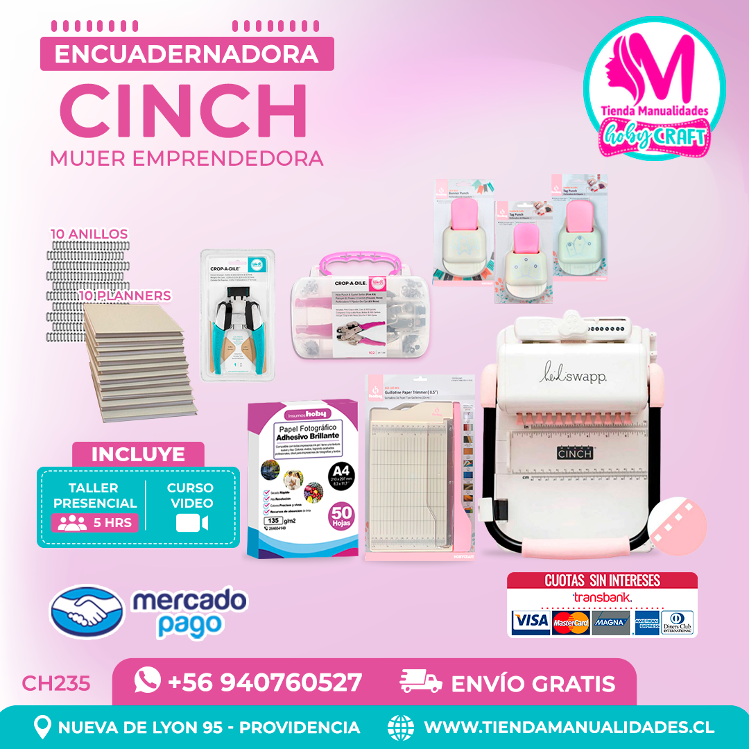 CH235 Cinch rosada + Curso Video + Taller presencial - Envío Gratis - Entrega Inmediata