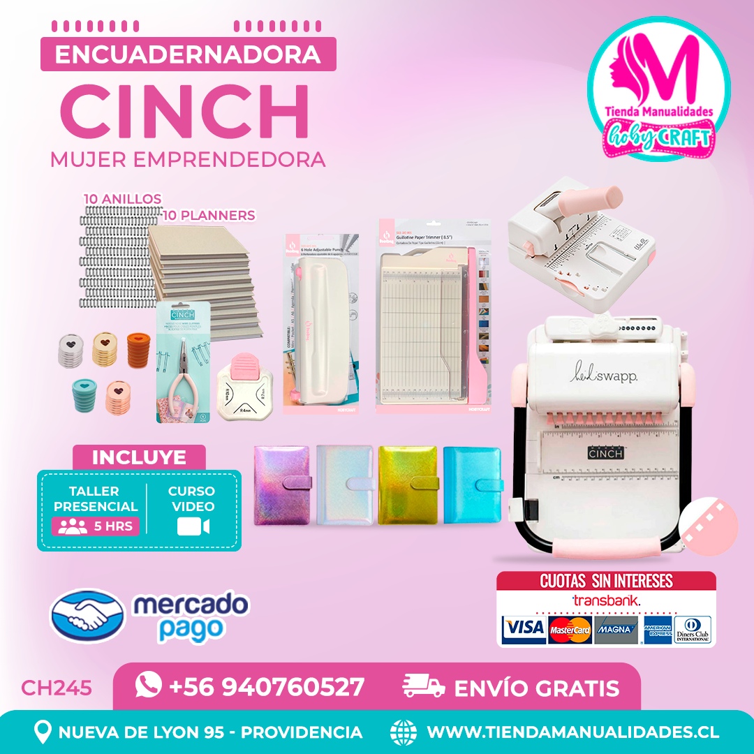 CH245 Cinch rosada + Curso Video + Taller presencial - Envío Gratis - Entrega Inmediata