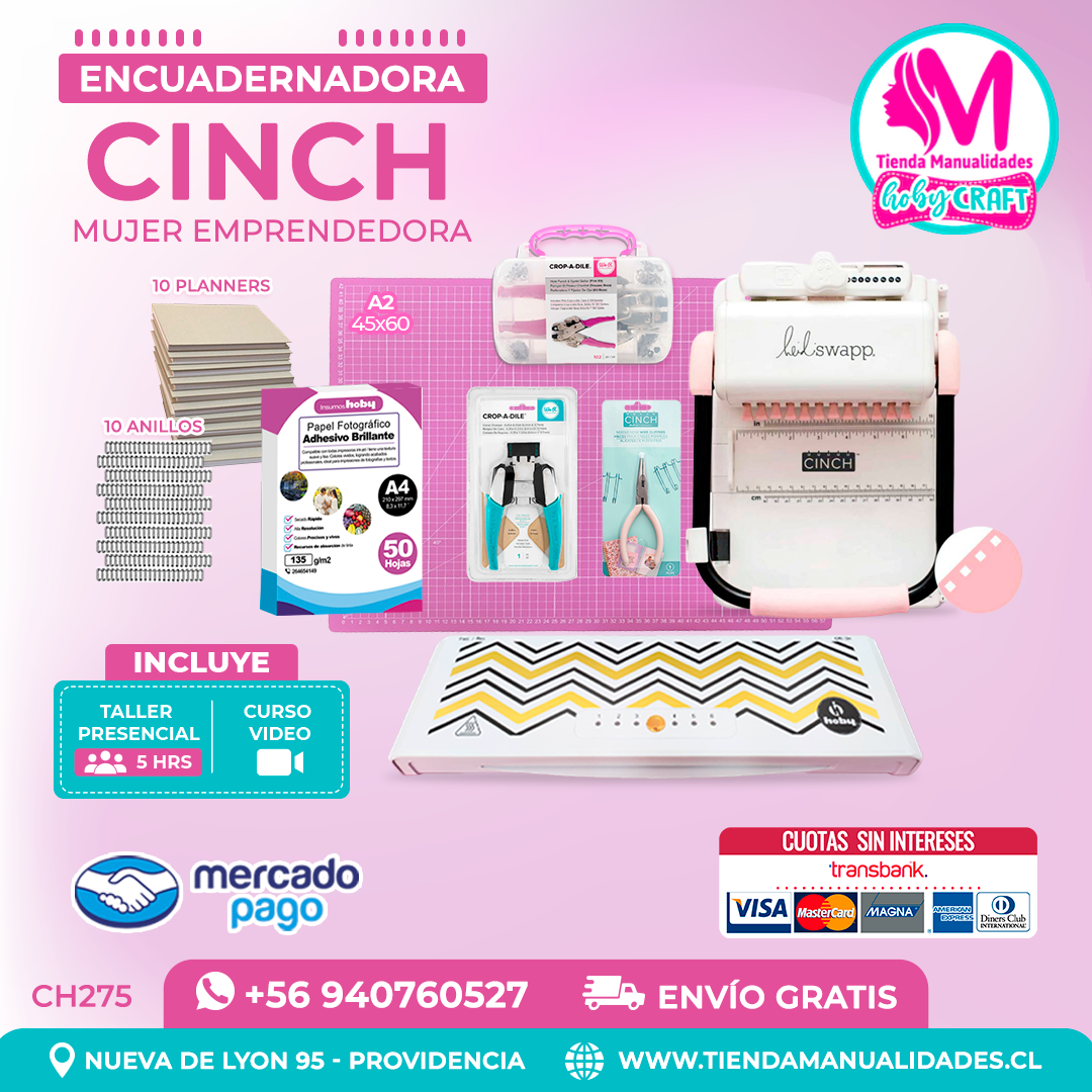 CH275 Cinch rosada + Curso Video + Taller presencial - Envío Gratis - Entrega Inmediata