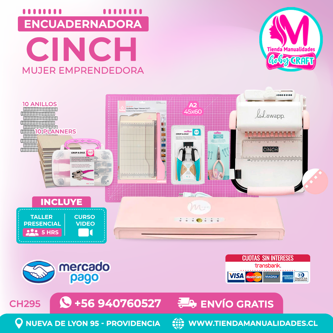 CH295 Cinch rosada + Curso Video + Taller presencial - Envío Gratis - Entrega Inmediata