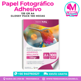 AIP-06 PAPEL FOTOGRÁFICO ADHESIVO GLOSSY 135 gr / A4 - 100 Hojas - ENTREGA INMEDIATA
