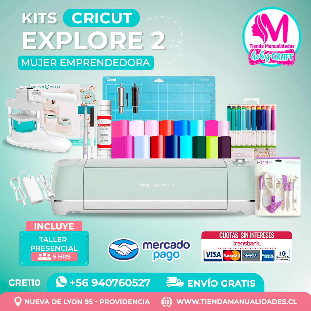 CRE110 Plotter Cricut Explore Air2 – Taller presencial – Envío gratis – Entrega inmediata