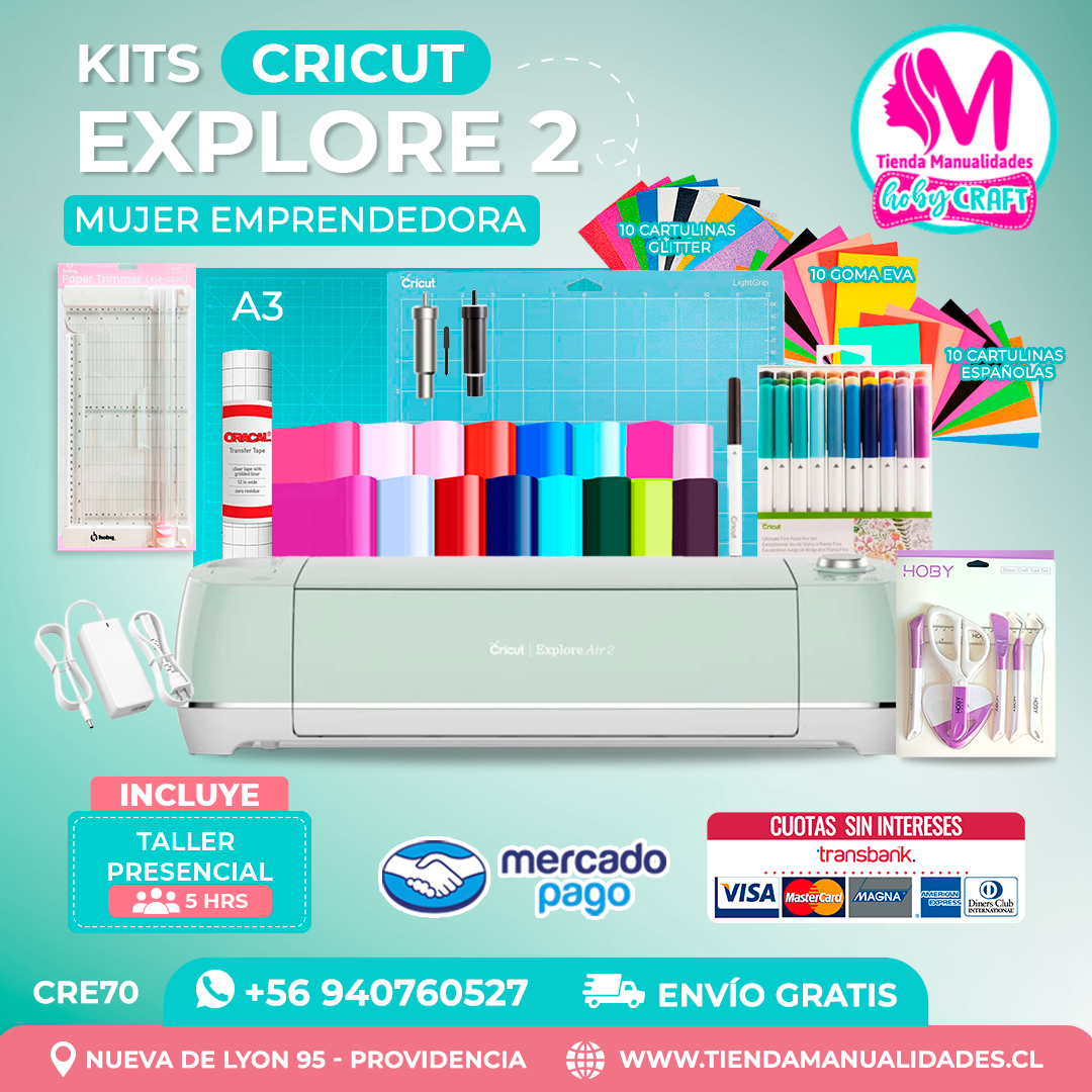 CRE70 Plotter Cricut Explore Air2 – Taller presencial – Envío gratis – Entrega inmediata