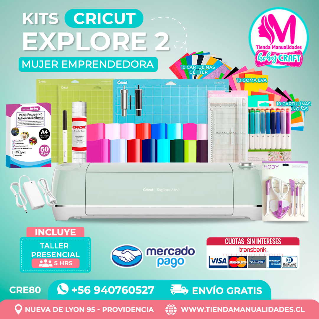 CRE80 Plotter Cricut Explore Air2 – Taller presencial – Envío gratis – Entrega inmediata