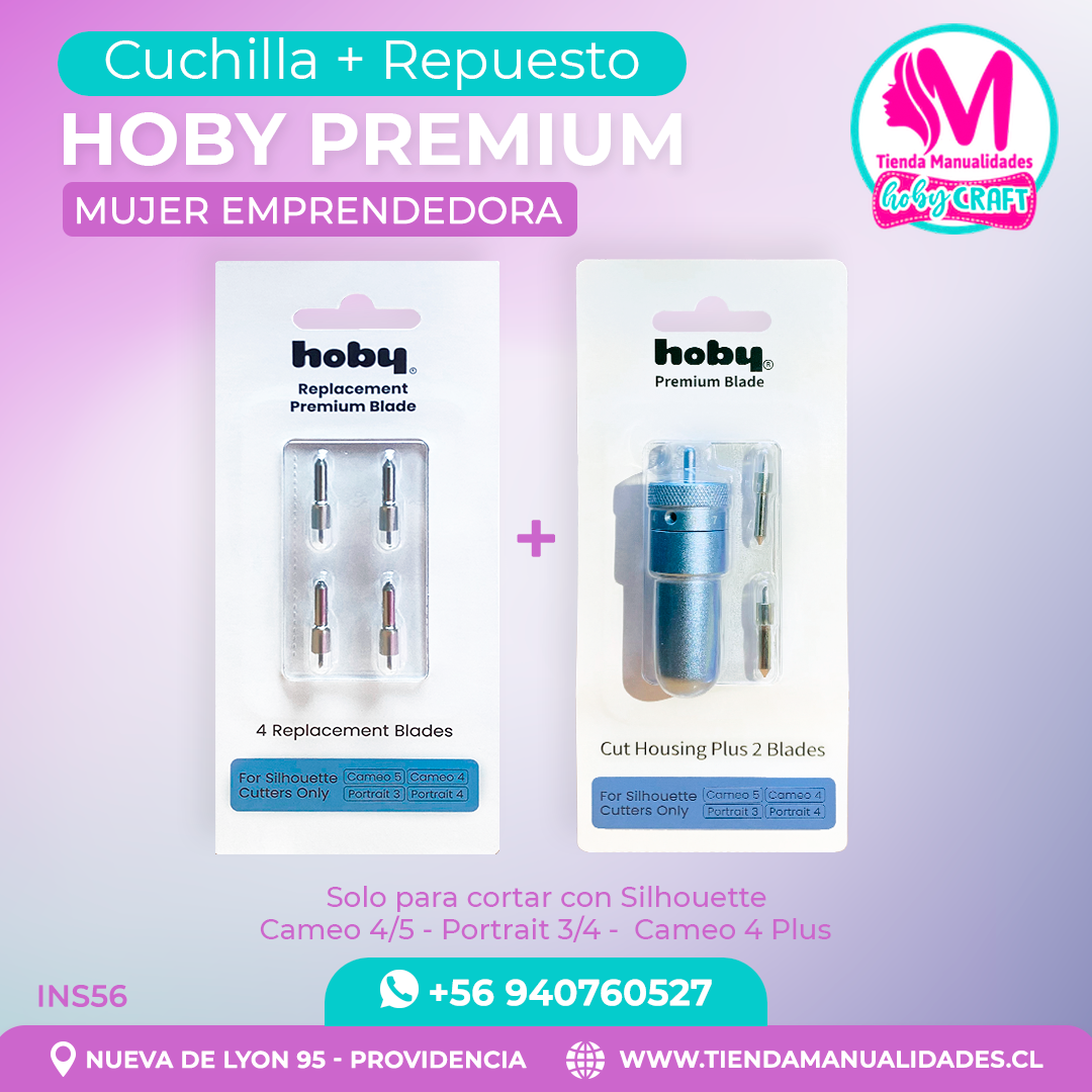 INS56 Cuchilla + Repuesto Premium Hoby (1mm) Para Cameo 4/5 Portrait 3/4 Y Cameo 4 Plus