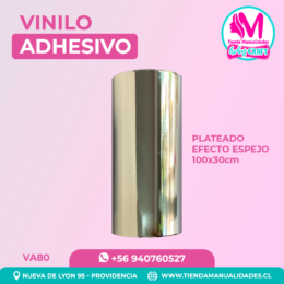 VA80 Vinilo Adhesivo Plateado Metalizado espejo 100x30cm