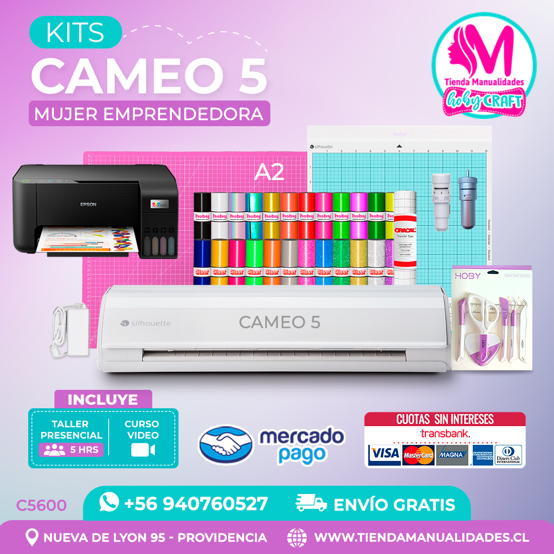 C5600 Kit Silhouette Cameo 5 blanca + Taller presencial + Envío gratis - Entrega inmediata