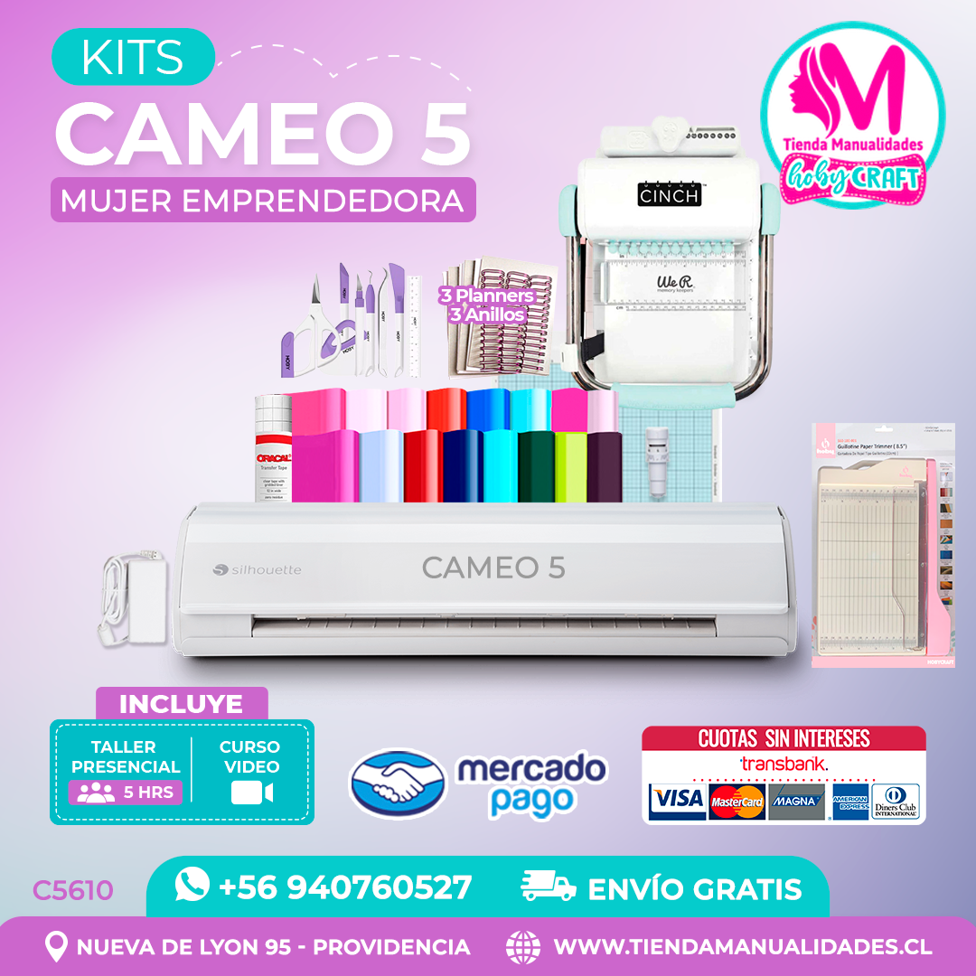 C5610 Kit Silhouette Cameo 5 blanca + Taller presencial + Envío gratis - Entrega inmediata
