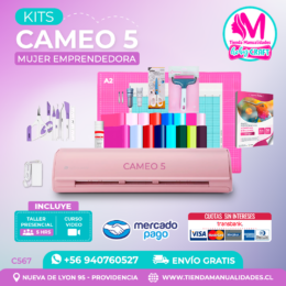 C567 Kit Silhouette Cameo 5 rosada + Taller presencial + Envío gratis - Entrega inmediata