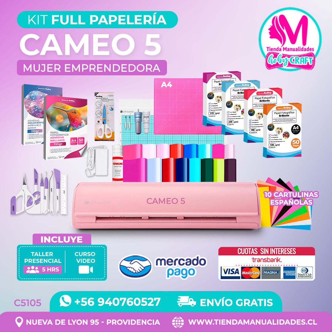 C5105 Kit Full Papelería Cameo 5 rosada + Envío gratis - Entrega inmediata