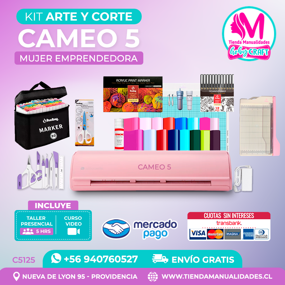 C5125 Kit Arte y Corte Cameo 5 rosada + Envío gratis - Entrega inmediata