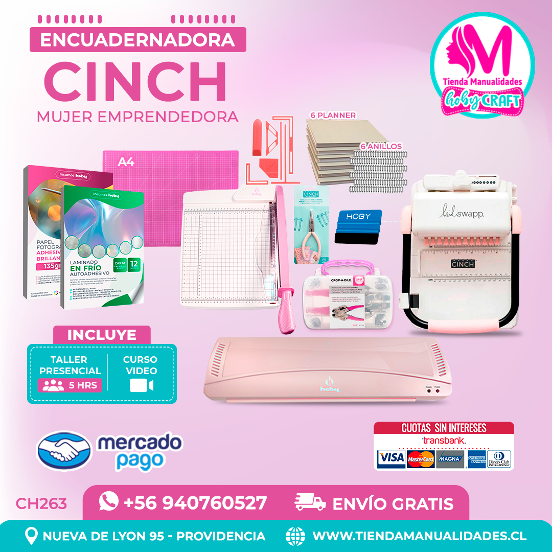 CH263 Cinch rosada + Curso Video + Taller presencial - Envío Gratis - Entrega Inmediata