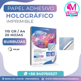 PH15 Papel Adhesivo Holográfico Imprimible Burbujas Hoby - A4 110gr (20 hojas)- Entrega inmediata